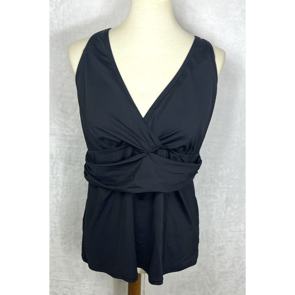 Lands' End Tankini Top Swimwear Black XL DDD